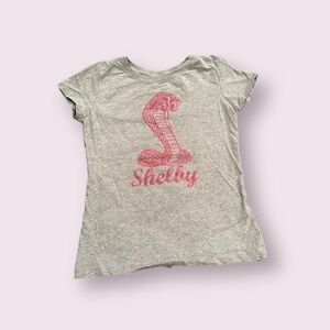 Girls Shelby Official Apparel Heather Gray T-Shirt With Pink Glitter Snake Med